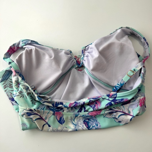 Nanette Lepore Women's Sz 12 Blue Floral Tankini Swimsuit Top Coastal Beachy EUC - Picture 5 of 10